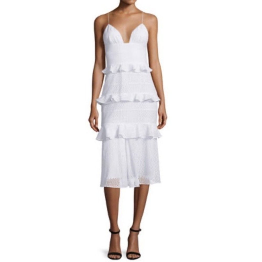 Cushnie Et Ochs Tiered-Eyelet Bustier Sleeveless Dress